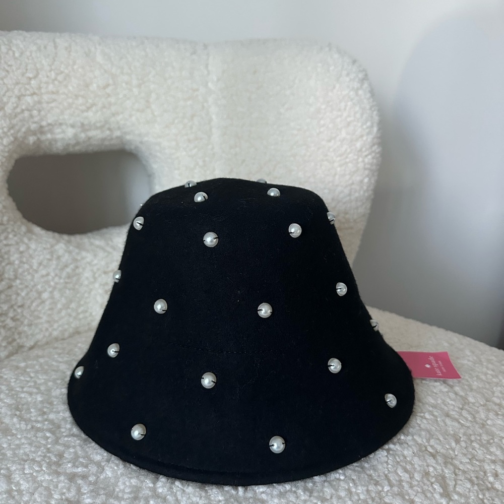kate spade black silver rhinestone embellished cloche hat nwt